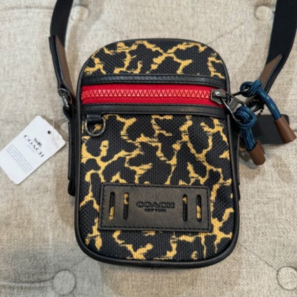 Coach Mini Crossbody animal print mixed with red